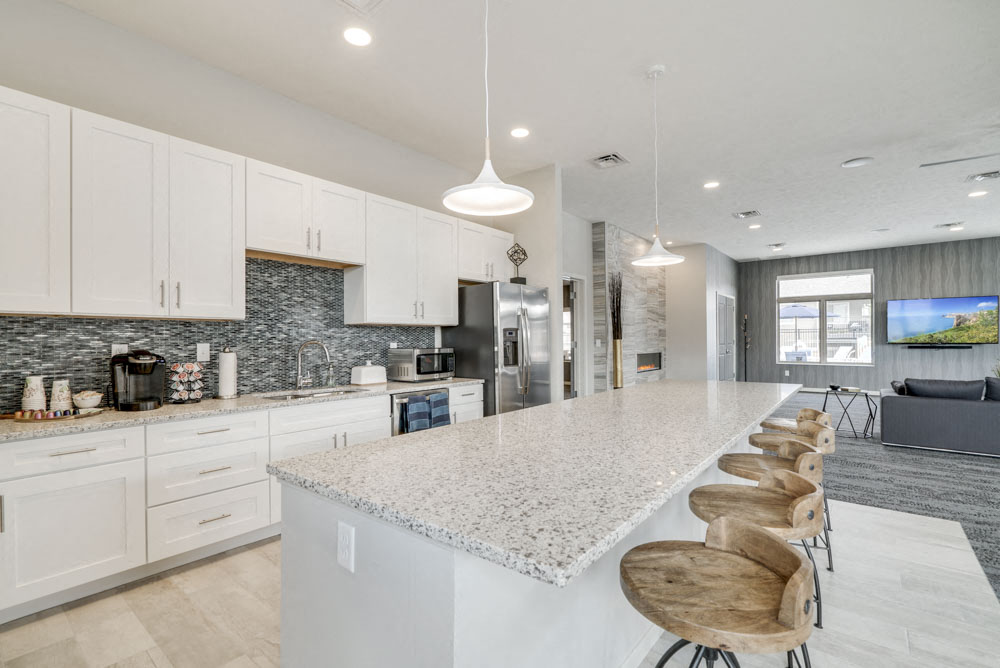 Kitchen in the clubhouse at The Villas at Falling Waters in west Omaha NE