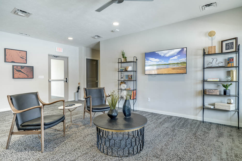 Leasing lounge at The Villas at Falling Waters townhomes for rent in West Omaha