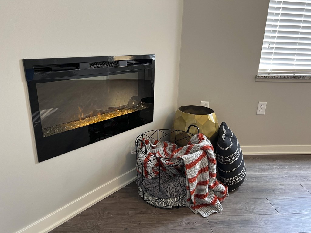 Cozy electric fireplace at the villas at mahoney park