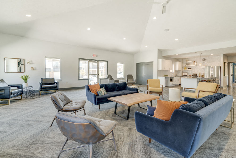 Seating in the clubhouse at The Villas at Mahoney Park