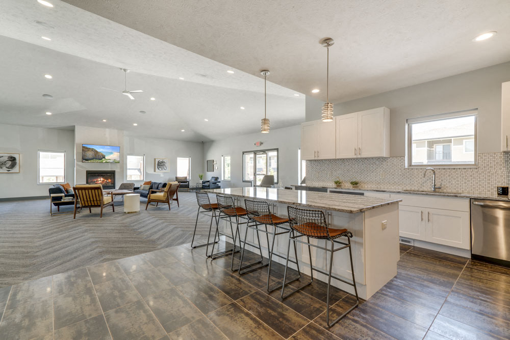 Full kitchen in the clubhouse for resident use at The Villas at Mahoney Park