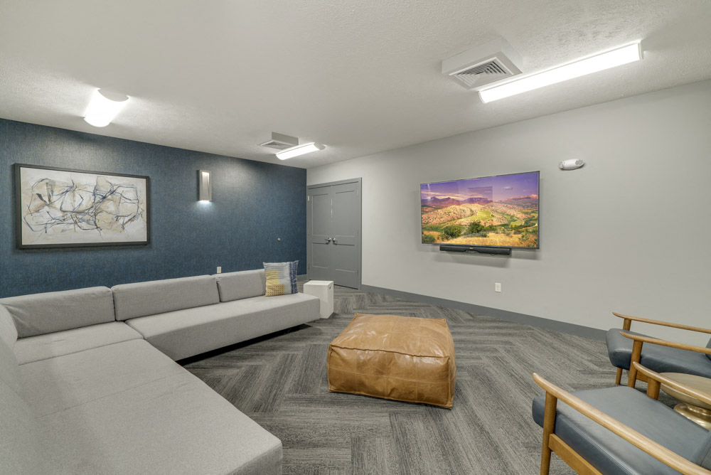 Theater room located in the clubhouse at The Villas at Mahoney Park