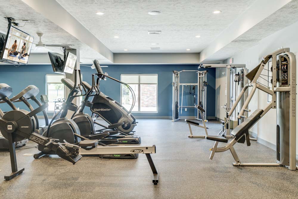 Equipment in the 24 hour fitness center at The Villas at Mahoney Park