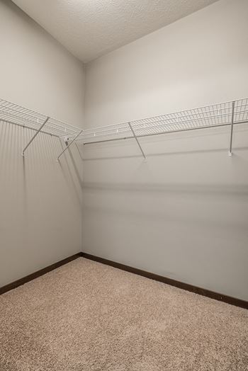 Walk in closet for extra storage at the Villas at Wilderness Ridge in Lincoln Nebraska