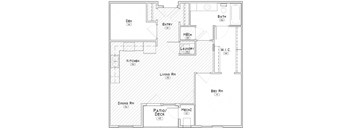 Bostwick one bedroom with den floor plan