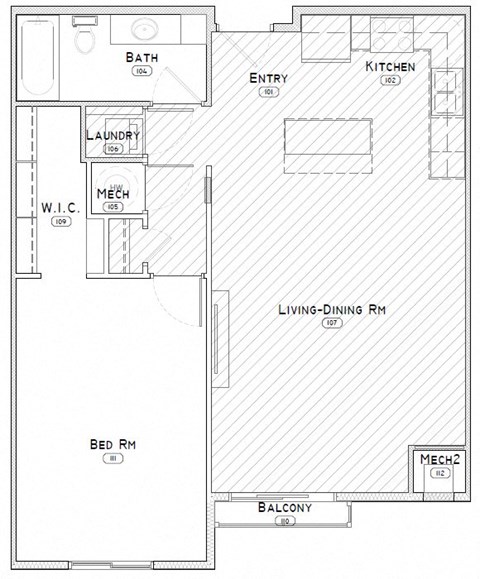 Millard one bedroom apartment floor plan