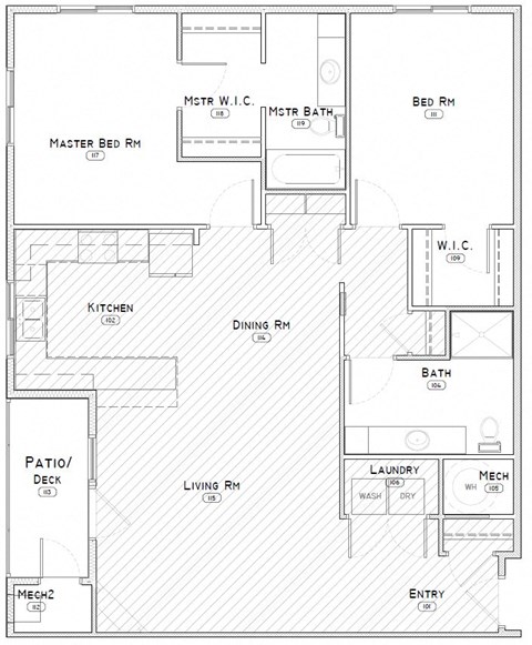 Knickerbocker two bedroom apartment floor plan