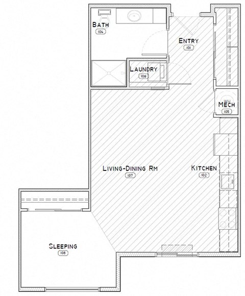 Cottonwood studio apartment floor plan