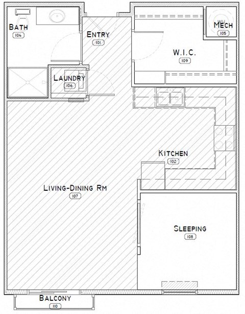 Durham studio apartment floor plan