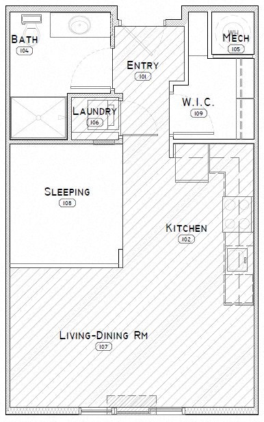 Jones studio apartment floor plan