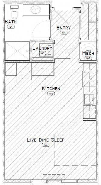 Logan studio apartment floor plan