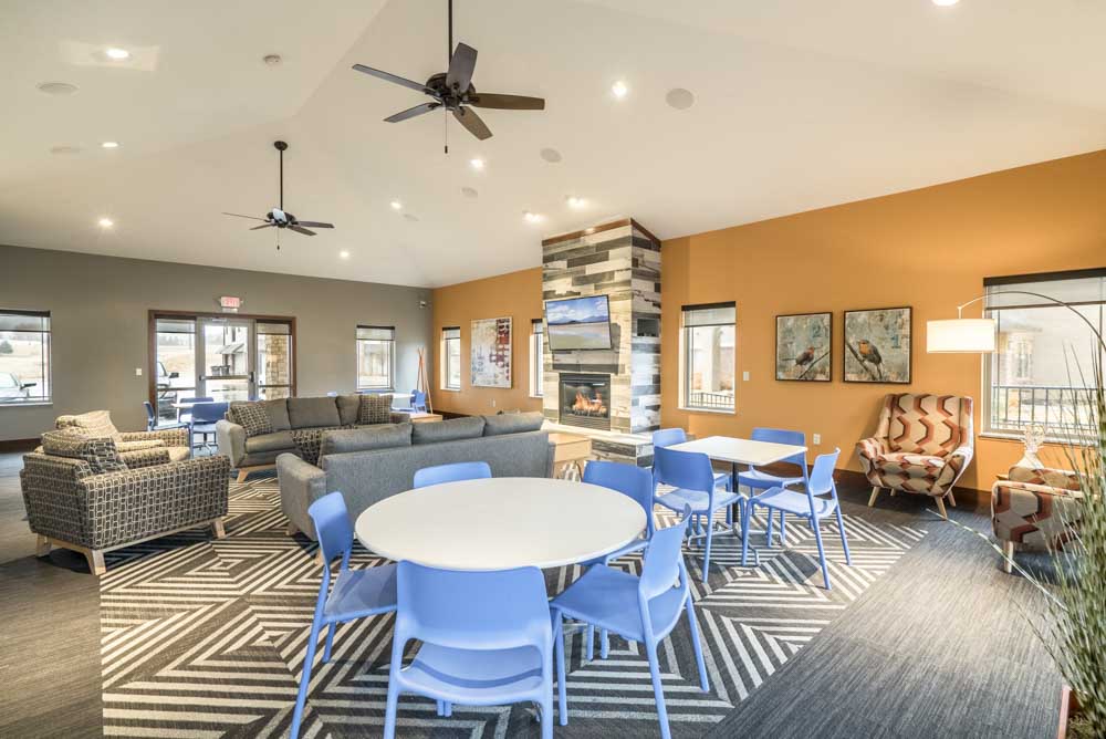 Seating in clubhouse at Villas of Omaha townhome apartments in northwest Omaha NE 68116