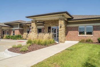 Leasing office entrance at Villas of Omaha townhome apartments in northwest Omaha NE 68116