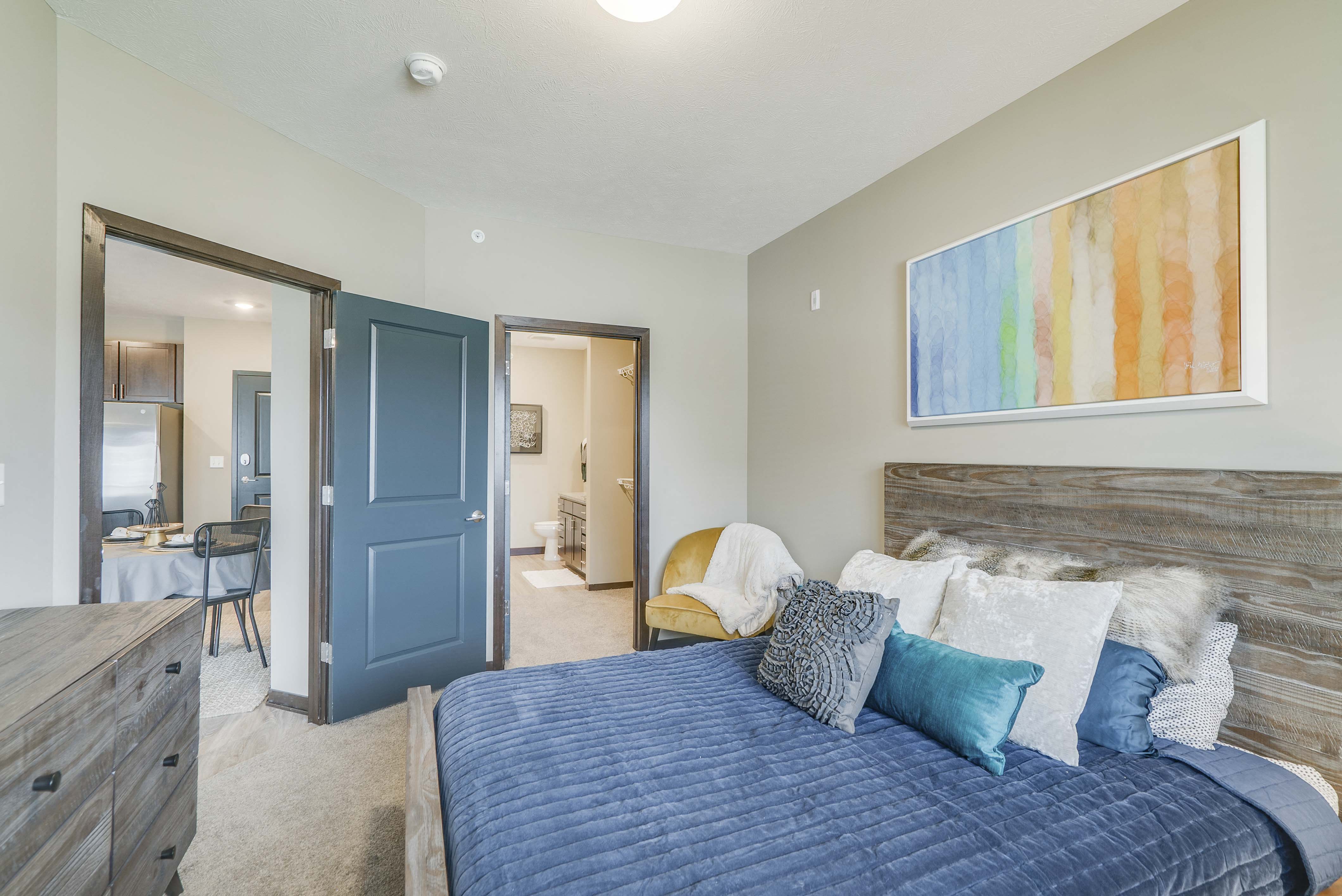 Master bedroom at WH Flats new luxury apartments in south Lincoln NE 68516