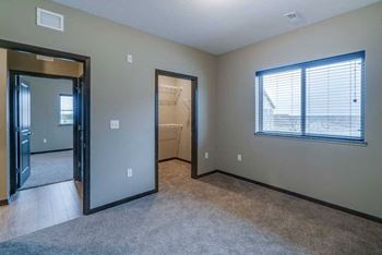 a bedroom with a closet
