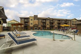 Luxury pool and hot tub view of WH Flats new luxury apartments in south Lincoln NE 68516