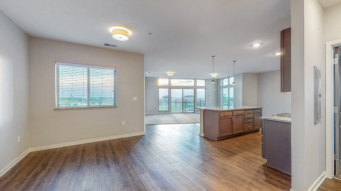 Large kitchen and living space at WH Flats