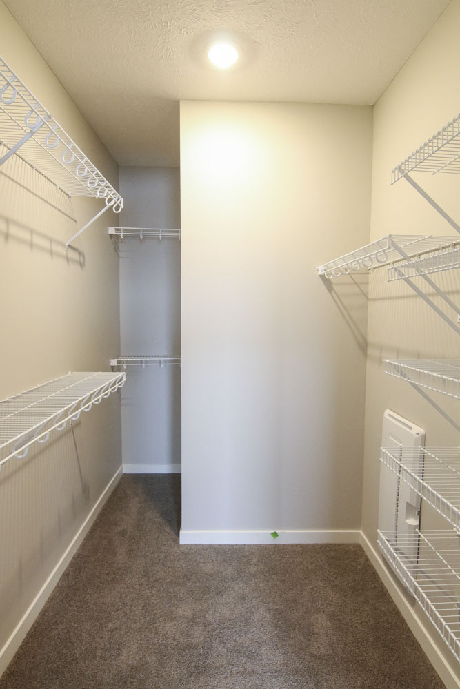 Large walk-in closet at WH Flats new luxury apartments in south Lincoln NE 68516