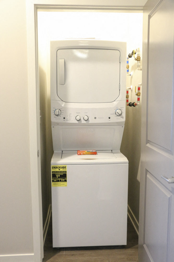 Washer and dryer in every unit at WH Flats new luxury apartments in south Lincoln NE 68516