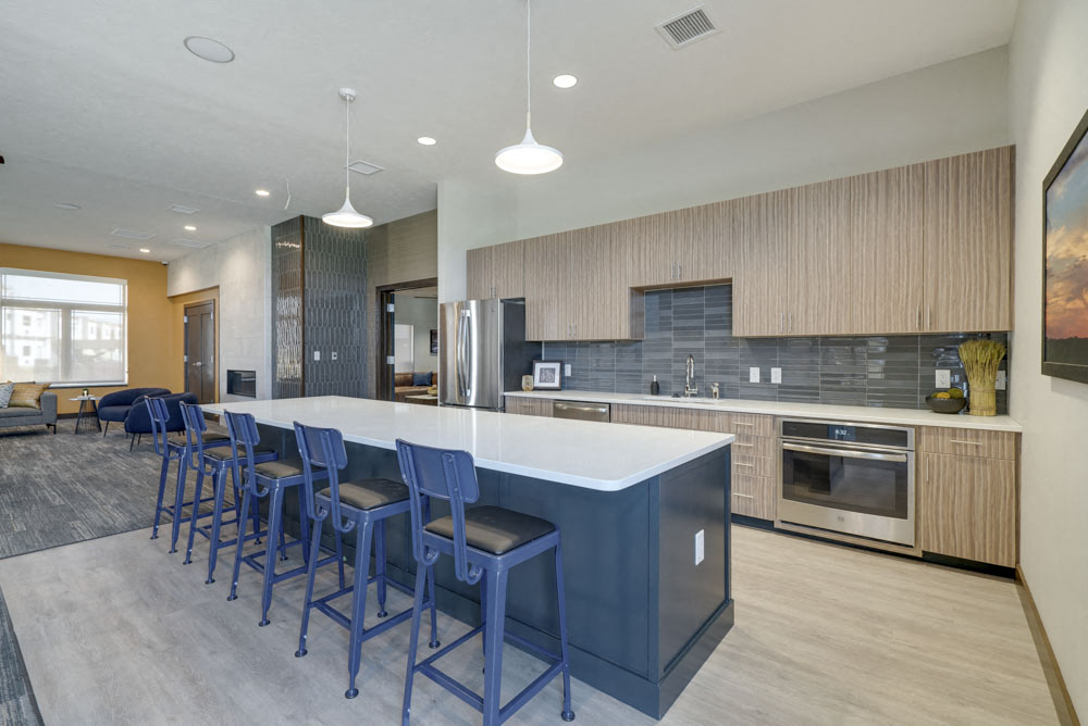 Kitchen for residents at WH Flats luxury apartments in south Lincoln NE