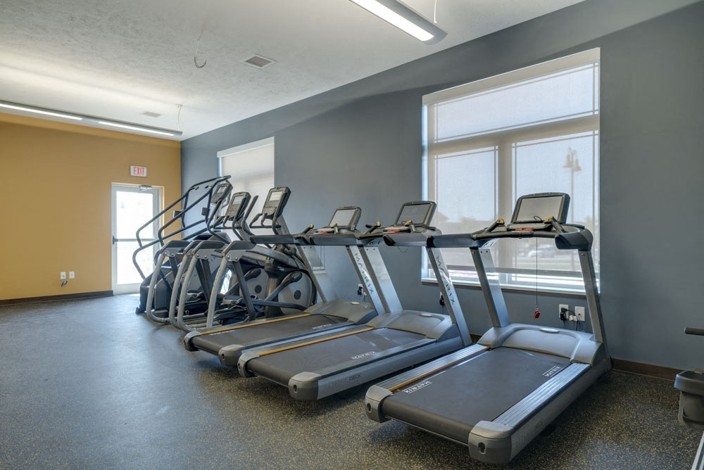 Treadmills with built-in TV screens with Netflix streaming at WH Flats apartments in south Lincoln NE