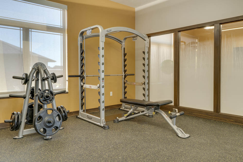 Workout equipment at WH Flats luxury apartments in south Lincoln NE