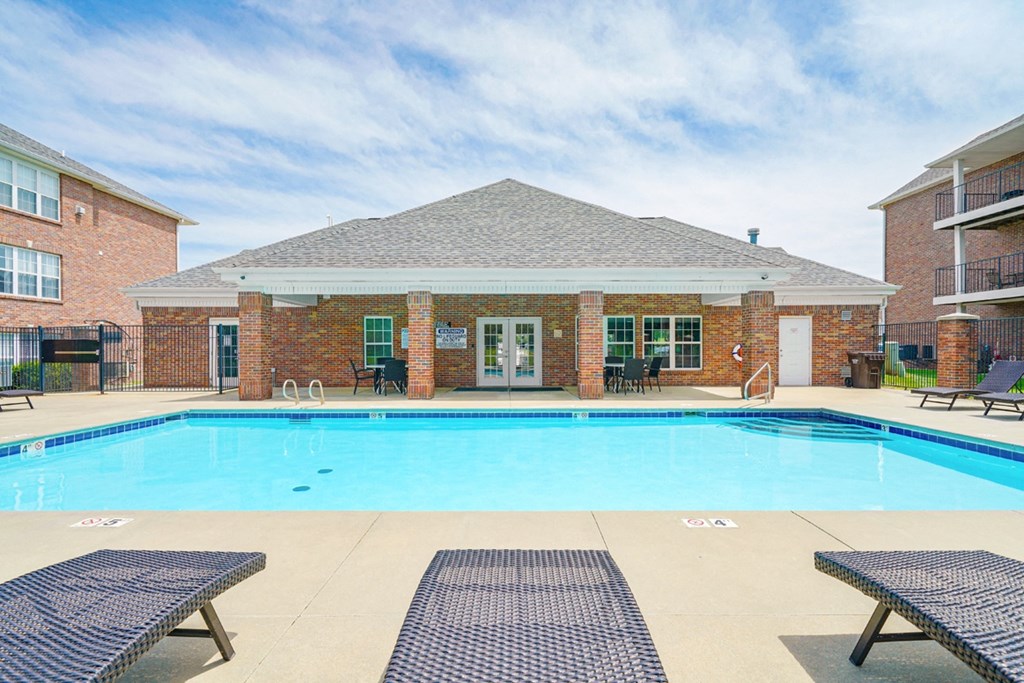 Swimming pool with view of community clubhouse