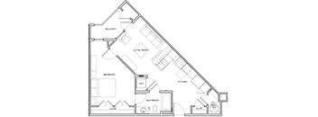 1 Bedroom 1 Bath floorplan