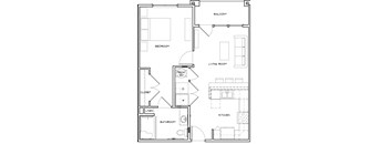 1 Bedroom 1 Bath floorplan