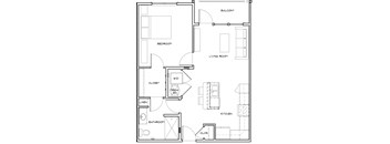 1 Bedroom 1 Bath floorplan