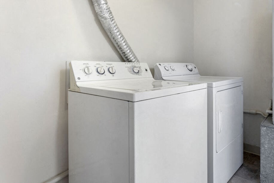 a washer and dryer in a laundry room