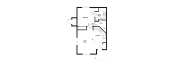 floor plan of 1 bedroom at Gateway Village