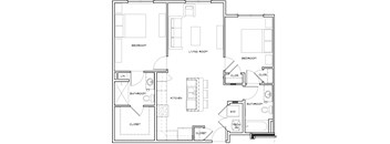 2 Bedroom 2 Bath floorplan