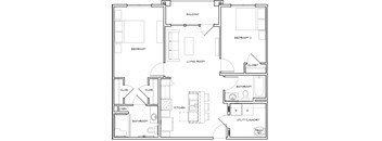 2 Bedroom 2 Bath floorplan