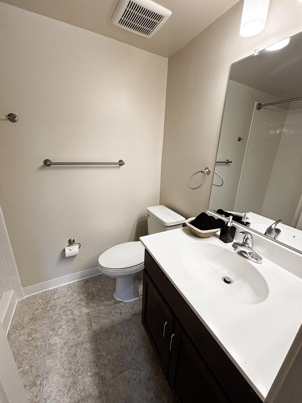 a bathroom with a sink and a toilet and a mirror