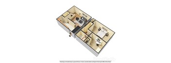 two bedroom townhome 3d floor plan