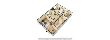 two bedroom apartment 3d floor plan