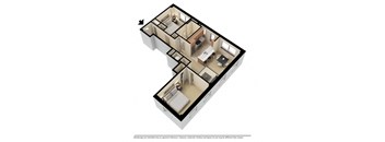 Two bedroom 3d floor plan