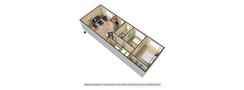 3D two bedroom floor plan