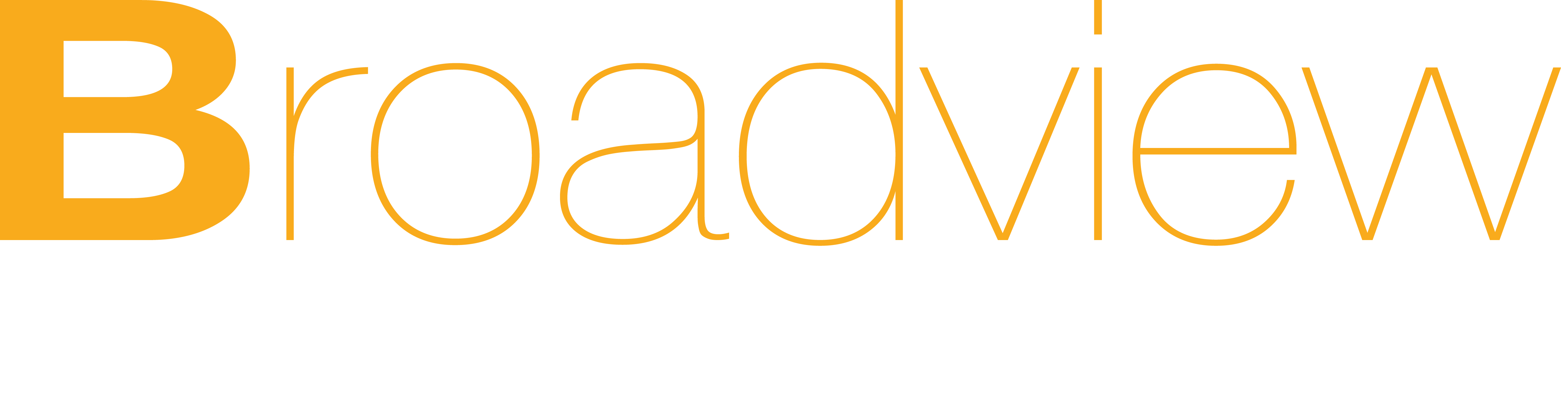 The image is of a logo for Broadview Apartments.