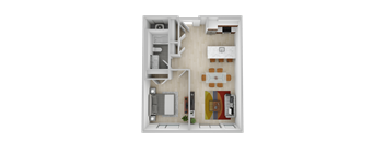 a floor plan of a house with a bedroom and a living room