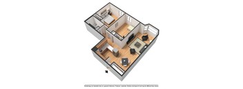 Two bedroom highrise rendering