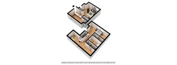 Two bedroom townhome 3d floor plan