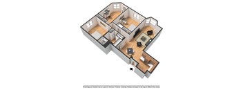 Three bedroom highrise rendering