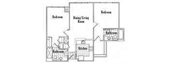 a floor plan of a living room and a dining room