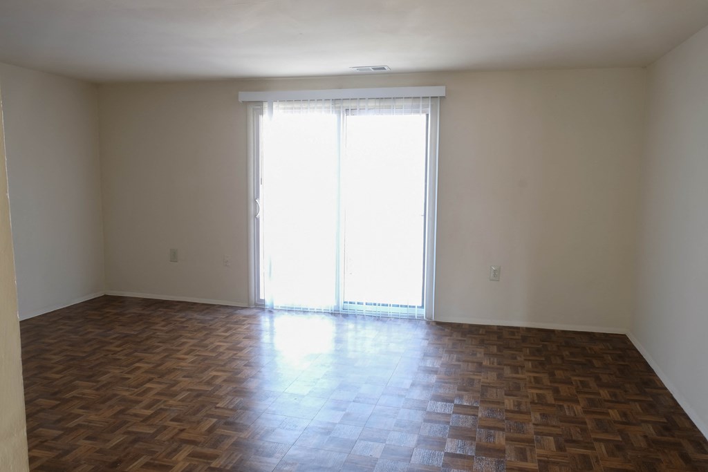 Living room with view of backdoor