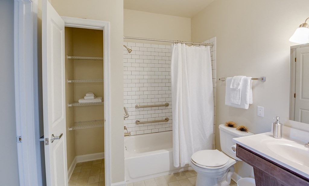 Bathroom with linen closet