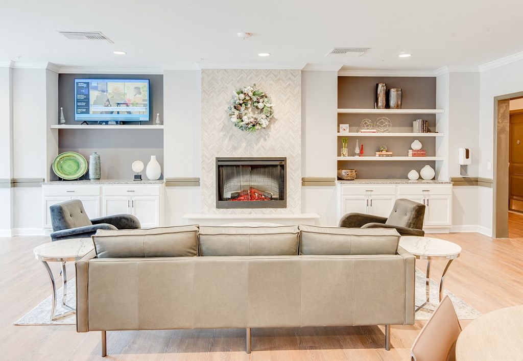 Fireplace and lounge areas