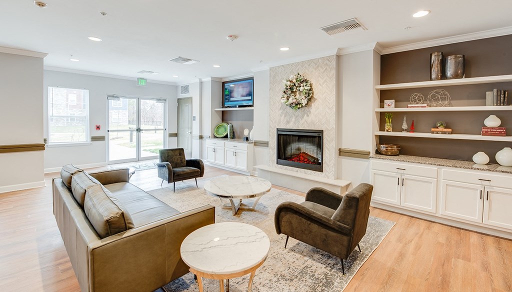 Community room with fireplace