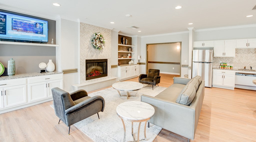 Community room with fireplace